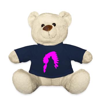 Indien et Loup T-shirt SPORT Cadeau D'Anniveesaire - Nounours - bleu marine - Devant