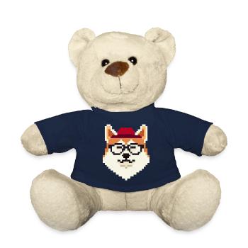 Akita Inu Pixel Art Amoureux des chiens Shiba - Nounours - bleu marine - Devant