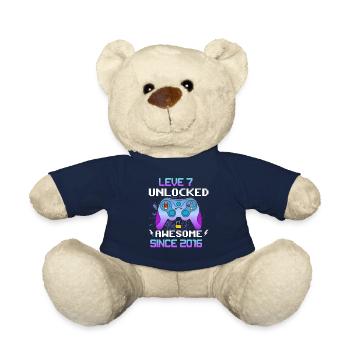 Niveau 7 débloqué génial depuis 2016 Funny Gamer - Nounours - bleu marine - Devant
