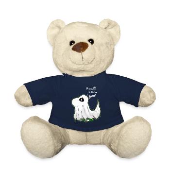 Cute Comic T-rex Tyrannosaurus Dressed As Ghost - Teddy Bear - french navy - Front