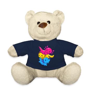 Subtle Pansexual Pride Flag Kawaii Axolotl LGBTQ - Teddy Bear - french navy - Front
