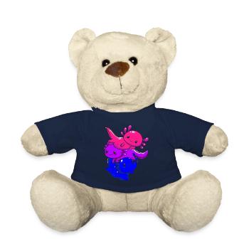 Subtil Bi Pride Bisexual Flag Kawaii Axolotl LGBTQ - Nounours - bleu marine - Devant