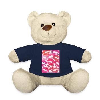 Coquette Aesthetic Pink Kisses Valentines Day Lips - Teddy Bear - french navy - Front