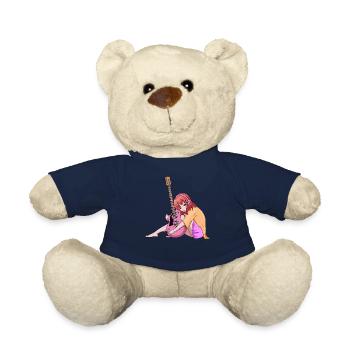 Downtown Girl Esthétique Anime Girl E-Guitar - Nounours - bleu marine - Devant