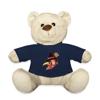 Kawaii Saucy Turkey avec chapeau de pèlerin et foulard - Nounours - bleu marine - Devant