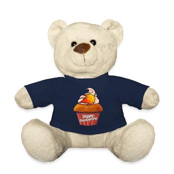 Pumpkin Muffin Happy Thanksgiving - Teddy Bear - french navy - Front