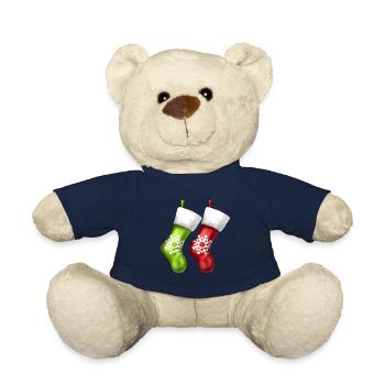 Socks On Fireplace Stockings On Chimney Christmas - Teddy - French Navy - Vorne
