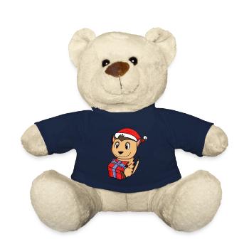 Christmas Meerkat Baby with Gift - Teddy Bear - french navy - Front