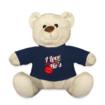 J'aime Noël de gui embrassant la bouche de mon Ho - Nounours - bleu marine - Devant
