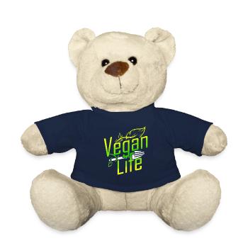 Logo Vegan Life avec fourchette - Go Vegan - Nounours - bleu marine - Devant