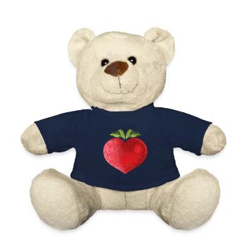 Strawberry In Heart Shape - Vegetarian - Go Vegan - Teddy - French Navy - Vorne