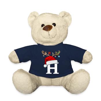 Buchstabe H Weihnachtsmütze - Teddy - French Navy - Vorne
