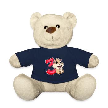 3 years old - 3 birthday with animal motif - Teddy Bear - french navy - Front