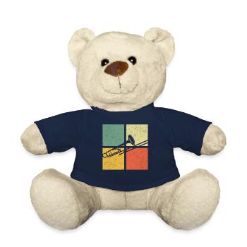 Trombone Joueur de trombone Tromboniste - Nounours - bleu marine - Devant