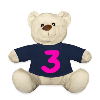 3 ans anniversaire rose - Nounours - bleu marine - Devant