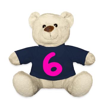 6 ans anniversaire rose - Nounours - bleu marine - Devant