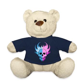 Feuerschädel Rauch pink Skelett Flammen 4 - Teddy - French Navy - Vorne