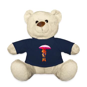 Hölzender Hase mit Regenschirm - Teddy - French Navy - Vorne