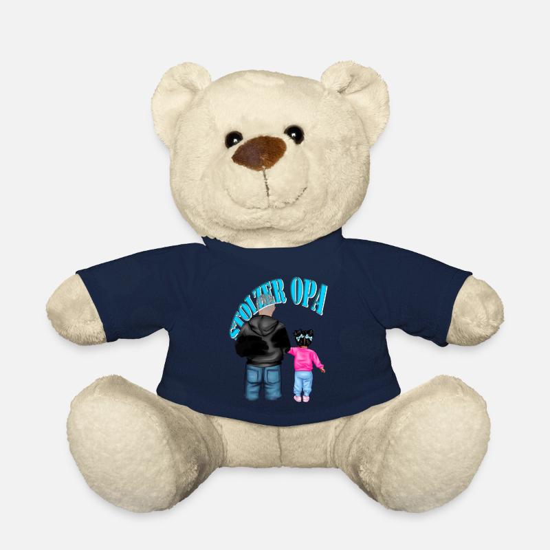 stolzer Opa - Enkelin schwarze Haare Kind Mädchen - Teddy - French Navy
