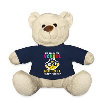 Je suis prête pour l’école, elle est prête pour moi - Nounours - bleu marine - Devant
