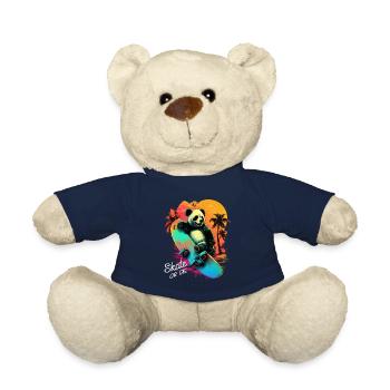 Cooles Retro Panda Skateboard Neon Geschenk - Teddy - French Navy - Vorne