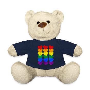 Gay Pride Rainbow Flag Hearts Subtle - Teddy Bear - french navy - Front
