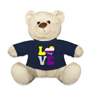 Non-binary pride flag LOVE heart LGBTQ - Teddy Bear - french navy - Front