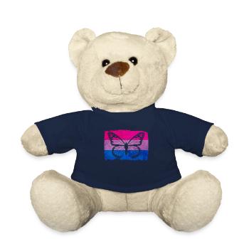 Bi Pride Bisexual Flag Butterfly Sublte LGB - Nounours - bleu marine - Devant