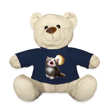Chat miaulant vers la lune - Nounours - bleu marine - Devant