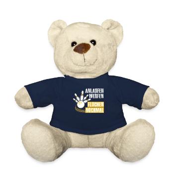 Bowling Shirt Anlaufen Werfen Fluchen Nochmal - Teddy - French Navy - Vorne