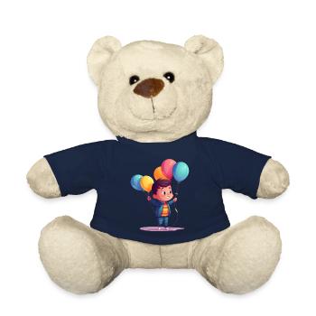 Joyful Kid with Colorful Balloons - Teddy Bear - french navy - Front