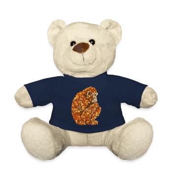 Chimpanzee lifts colorful foliage - Unique image - Teddy Bear - french navy - Front