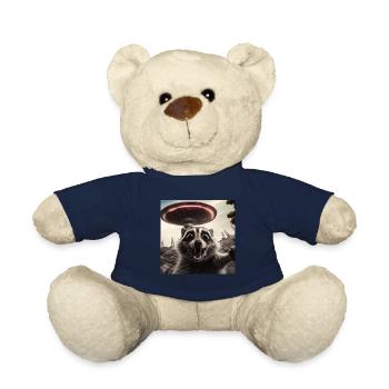 Funny Frightened Raccoon Selfie UFO Alien - Teddy Bear - french navy - Front