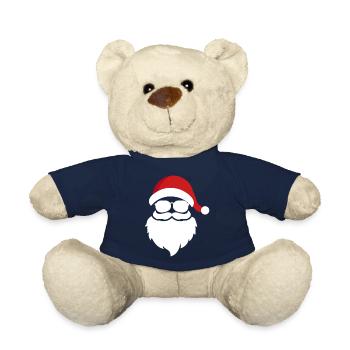 Weiß Rot Weihnachtsmann T Shirt - Teddy - French Navy - Vorne