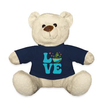Environmentalist Earth Day Recycling LOVE - Teddy Bear - french navy - Front