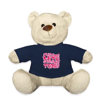 Retro Groovy 70's Valentine's Day Hearts Couple - Teddy Bear - french navy - Front