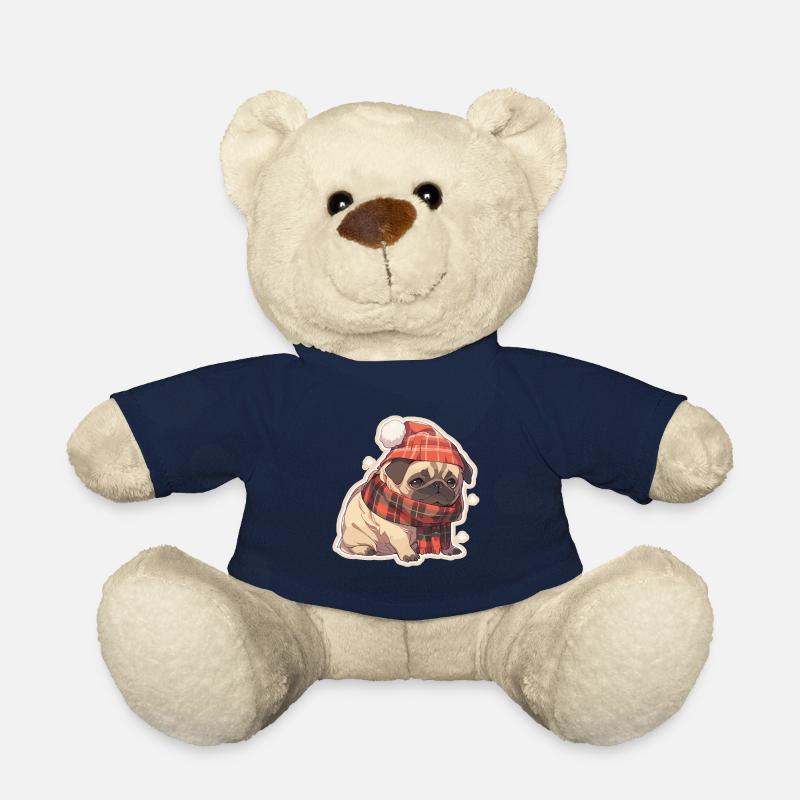 Mops Mops Hund Mops Weihnachten Pug Xmas - Teddy - French Navy