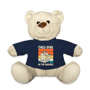 Pièces De Joueur D’échecs Chess Lover Fille - Nounours - bleu marine - Devant