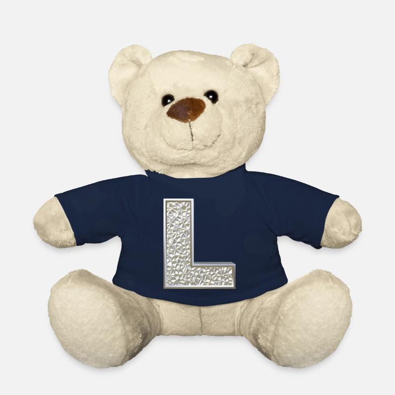 L, letter, initial, monogram, - Teddy Bear - french navy