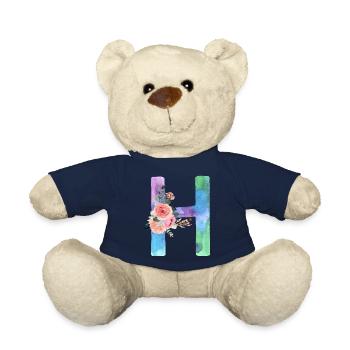 Lettre H watercolor - Nounours - bleu marine - Devant