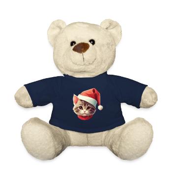 Cat Face Santa Claus St. Nicholas Cat Xmas - Teddy Bear - french navy - Front