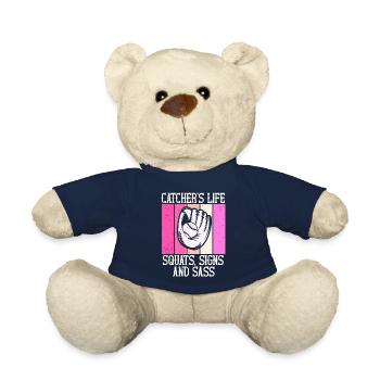 Catcher Softball Lover Bat Ball - Teddy Bear - french navy - Front