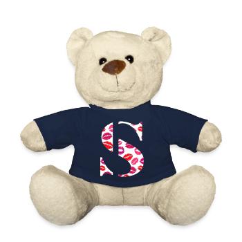 Lettre s bisous - Nounours - bleu marine - Devant