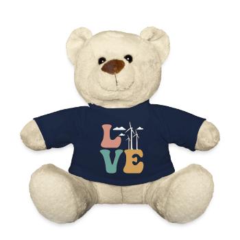 LOVE Wind Turbine Technician Energy Wind Power Plant - Teddy Bear - french navy - Front