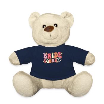 Bride Squad Groovy Bridal Shower Bachelorette Party - Teddy Bear - french navy - Front