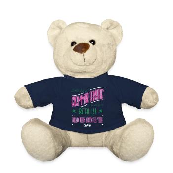 Author Anniversary Bday Bicycle Novelist Sayings - Teddy Bear - french navy - Front