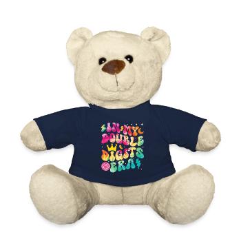 Double Digit Birthday Decoration Girls 10 - Teddy Bear - french navy - Front