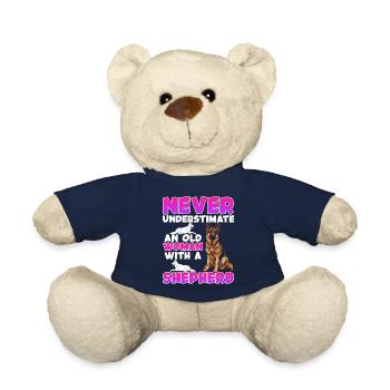 Dogs Granny NEVER UNDERESTIMATE AN OLD WOMAN GERMAN - Teddy Bear - french navy - Front