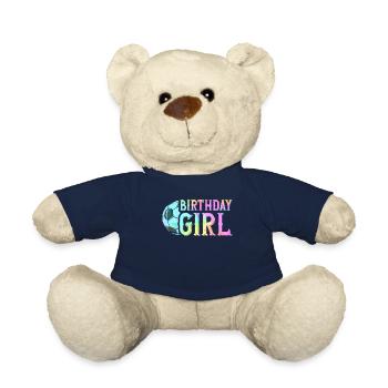 Birthday Girl Soccer Bday Party Theme - Teddy Bear - french navy - Front