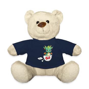 Drache Drachen Eierschale schlüpfen Baby Kind - Teddy - French Navy - Vorne